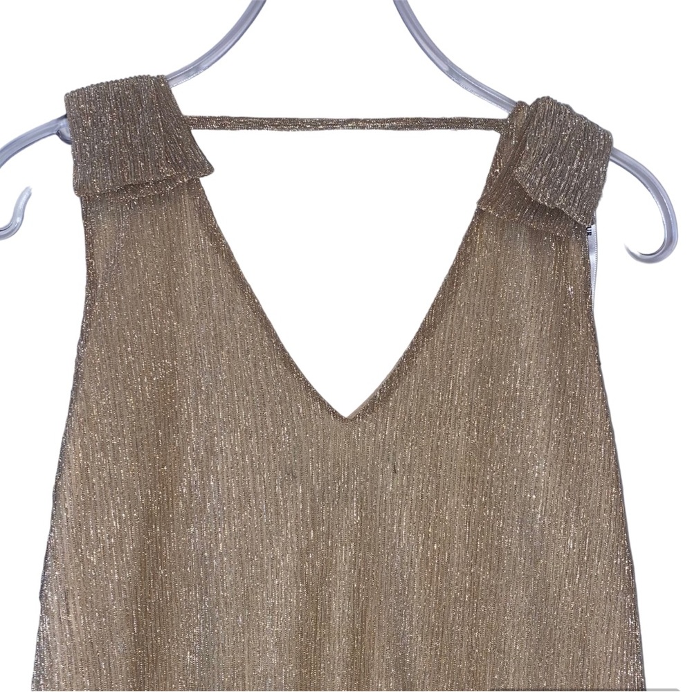 V Neck Tiered Champagne Midi Dress